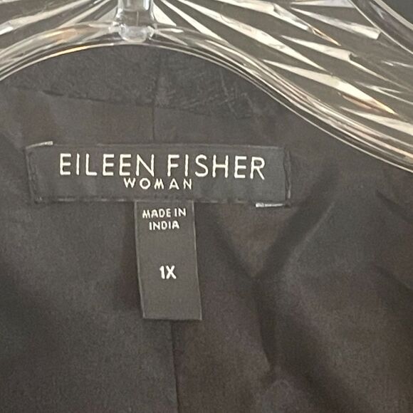 Eileen Fisher Women's Patina Jaquard Open front Coat Stretch, black, plus Sz. 1X - Picture 2 of 16